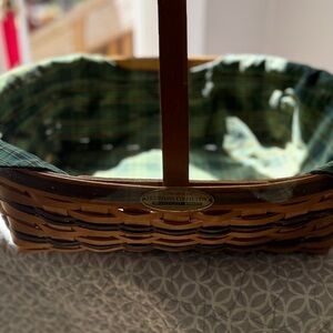 Longaberger Traditions Collection Basket with Green Plaid Liner